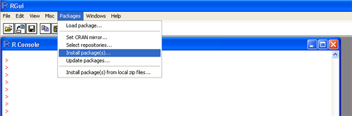 Screen capture of Windows menu